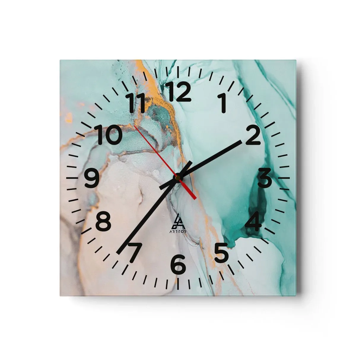 Wall clock - Clock on glass - Dance of Shapes and Colours - 40x40 cm