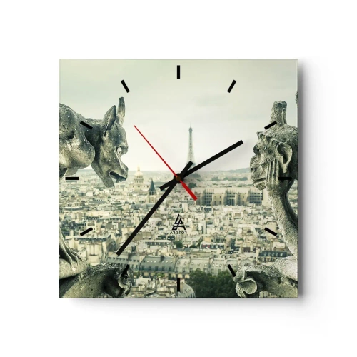 Wall clock - Clock on glass - Parisian Talks - 40x40 cm