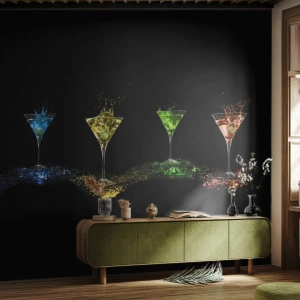 Photo Wallpaper Premium Sand - Colours of Joy in Crystal Glass - Gastronomy, Cocktail, Colorful Drink - 100x70 cm