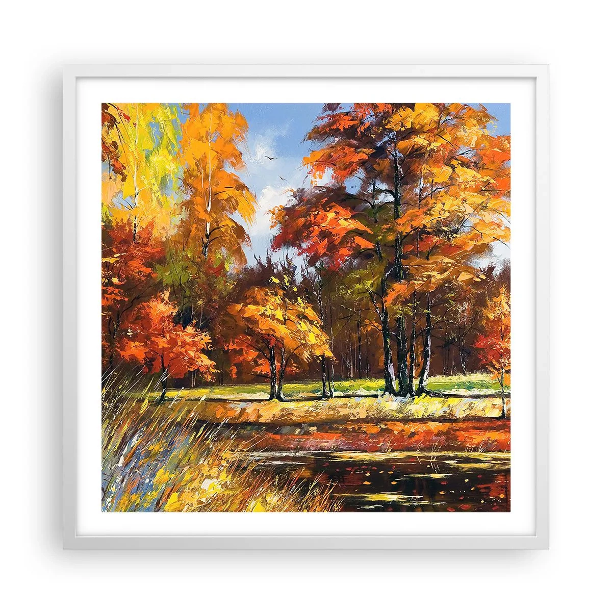 Poster in white frmae - Landscape in Gold and Brown - 60x60 cm