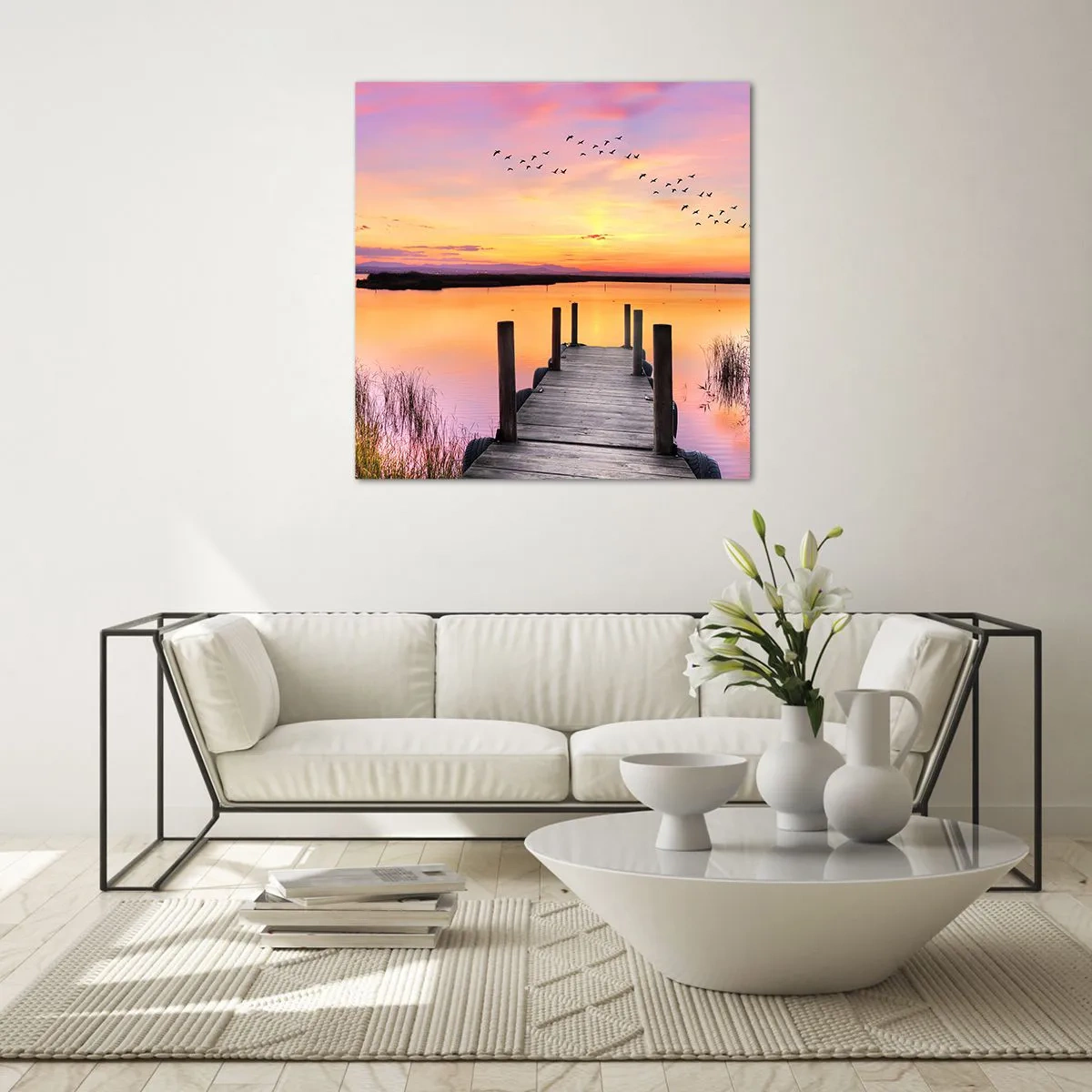 Glass picture - Violet Quiet Dawn - 30x30 cm