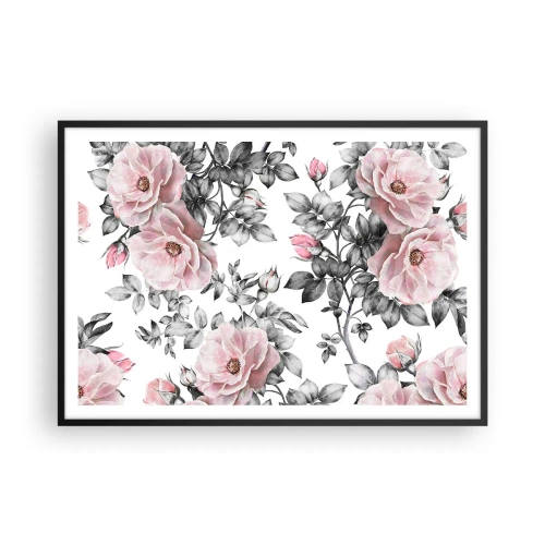 Poster in black frame - Getting Lost in Rose Flowers - 100x70 cm