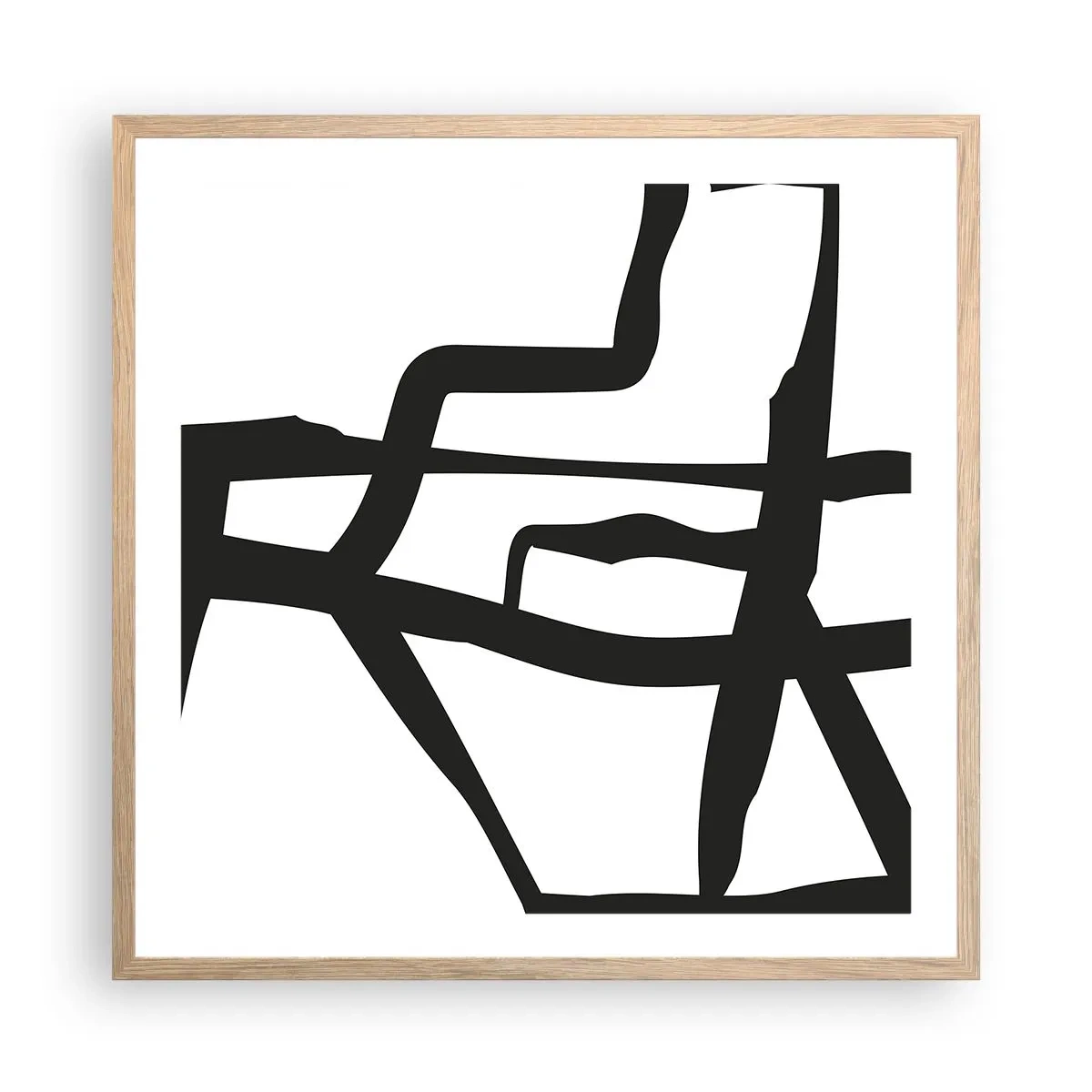 Poster in light oak frame - Black and White Construction - 60x60 cm