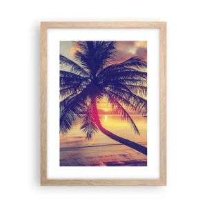 Poster in light oak frame - Evening under the Palm Trees - 30x40 cm