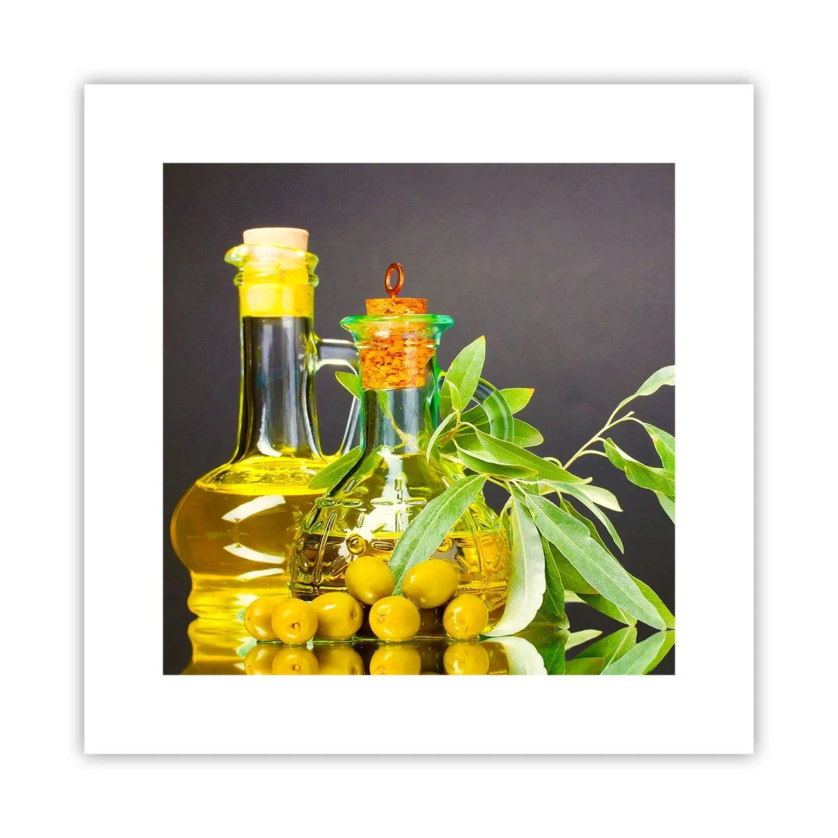 Poster - Still Life with Olives and Olive Oil - 30x30 cm