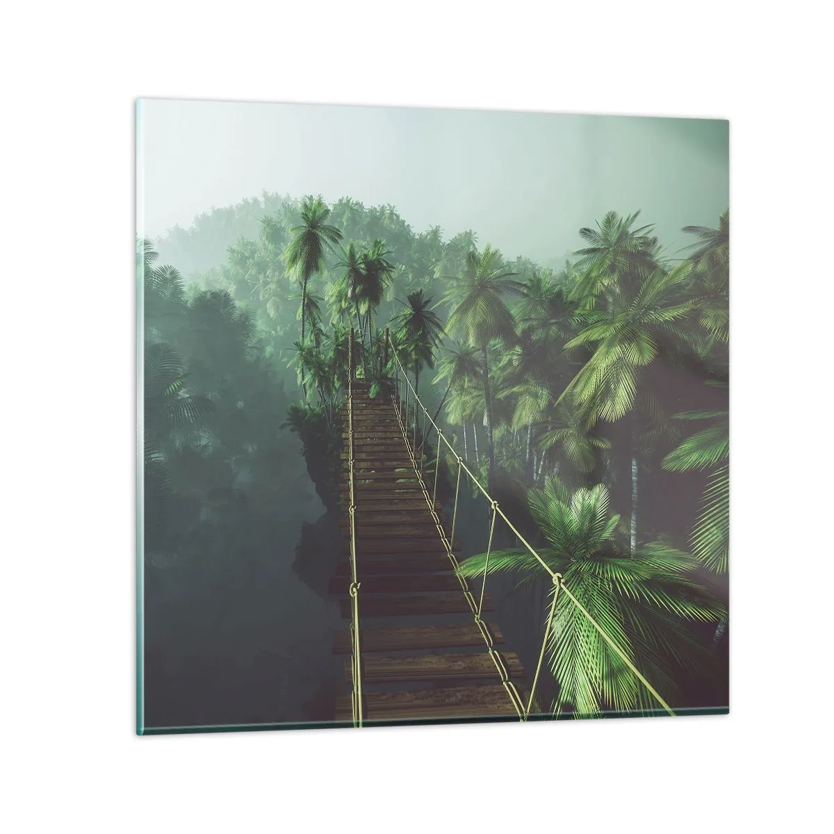 Glass picture - Hanging Bridge in the Green - 60x60 cm