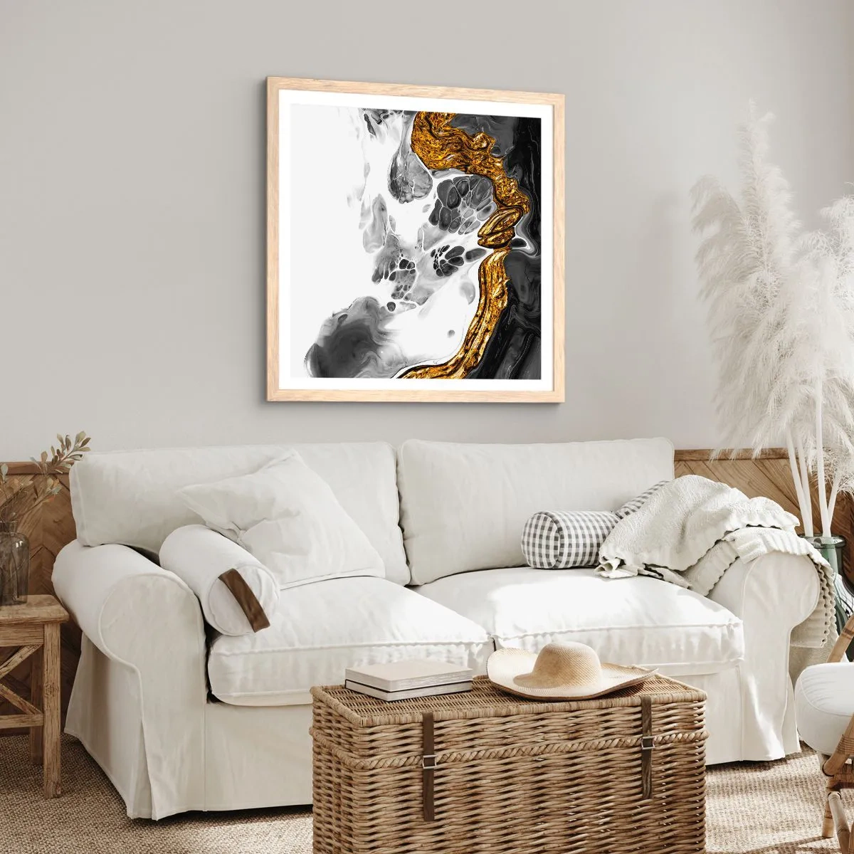 Poster in light oak frame - Limited Composition - 40x40 cm