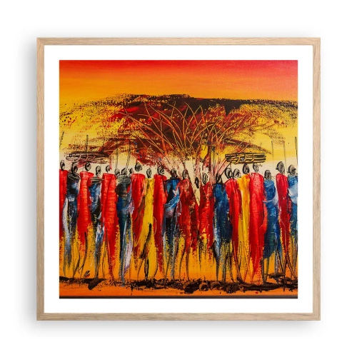 Poster in light oak frame - Marching in the Rhythm of Tam-tam - 60x60 cm