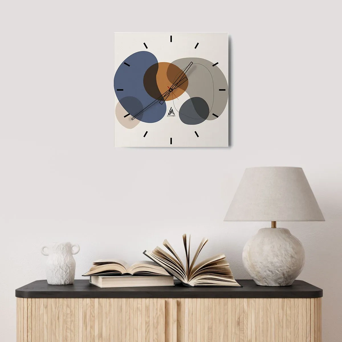 Wall clock - Clock on glass - Drops of Colours - 30x30 cm