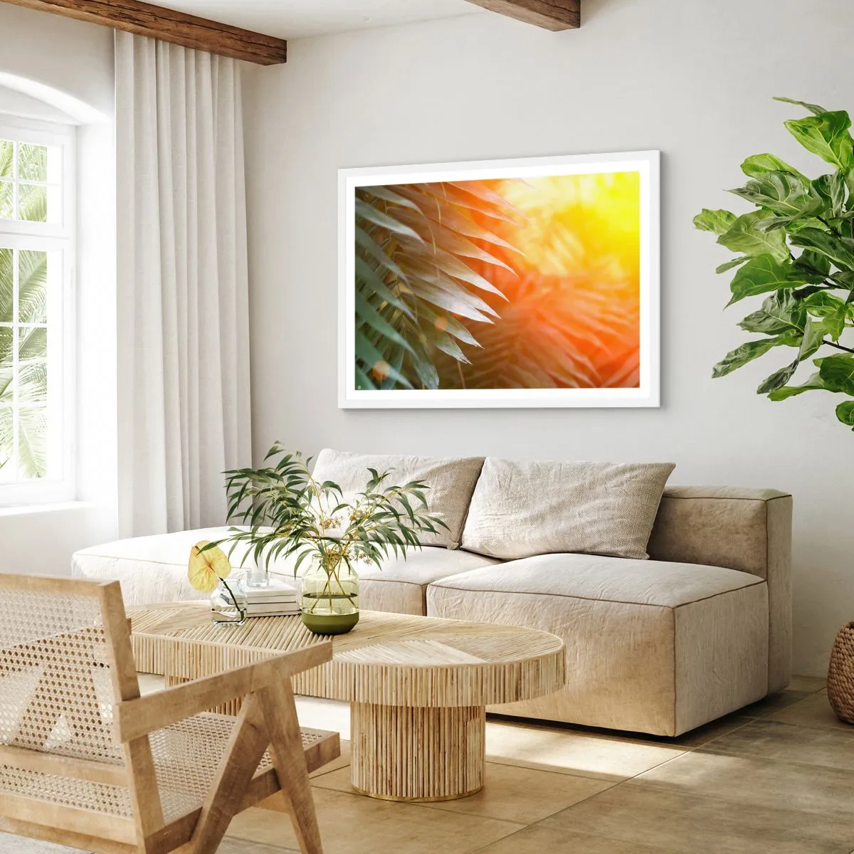 Poster in white frmae - Morning in the Jungle - 50x40 cm