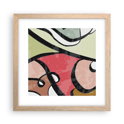 Poster in light oak frame - Pirouettes Among Colours - 30x30 cm