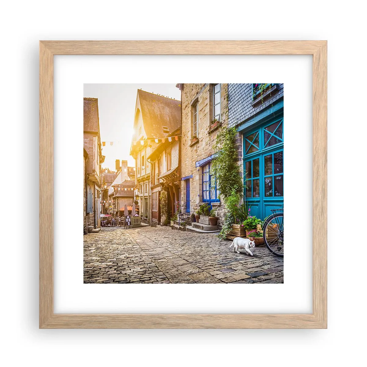 Poster in light oak frame - White Spirit of a Town - 30x30 cm