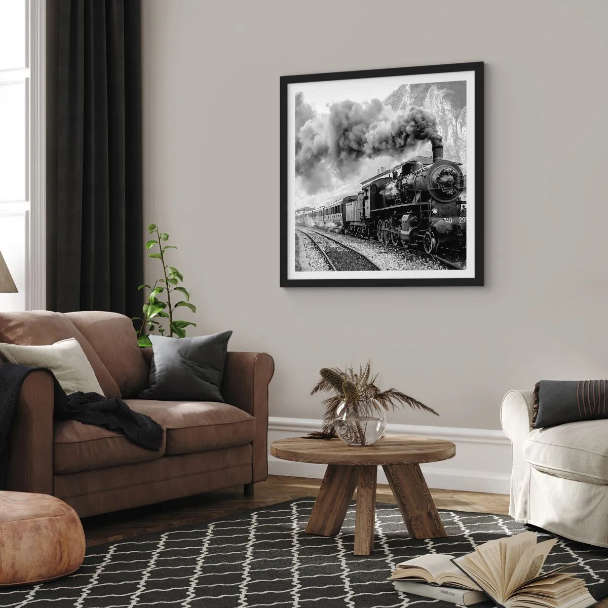Poster in black frame - Standing at the Station... - 30x30 cm
