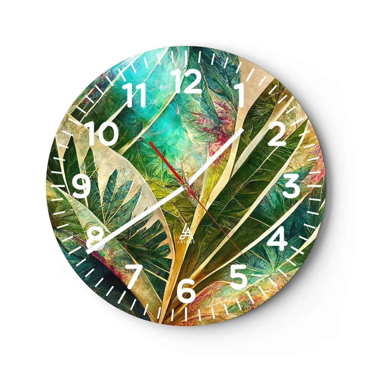 Wall clock - Clock on glass - Colours of the Tropics - 30x30 cm