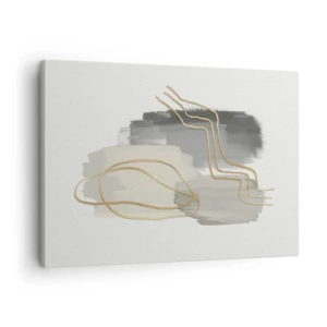 Canvas picture - Abstract golden lines on a gray background - 70x50cm - Persistance and Movement - Modern wall decoration for the living room and bedroom ARTTOR