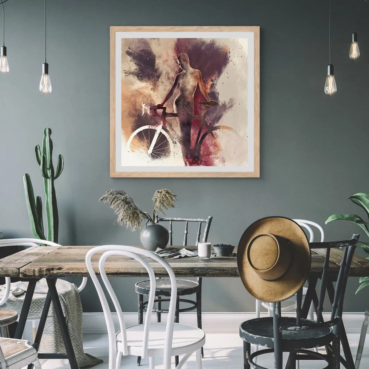 Poster in light oak frame - Marble Sculpted Biker's Soul - 60x60 cm