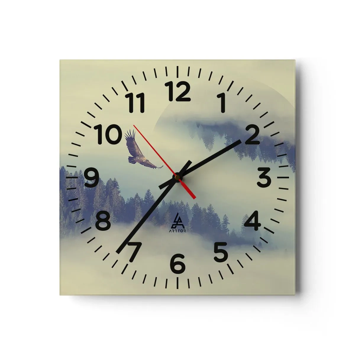 Wall clock - Clock on glass - Flying Eagle  - 40x40 cm