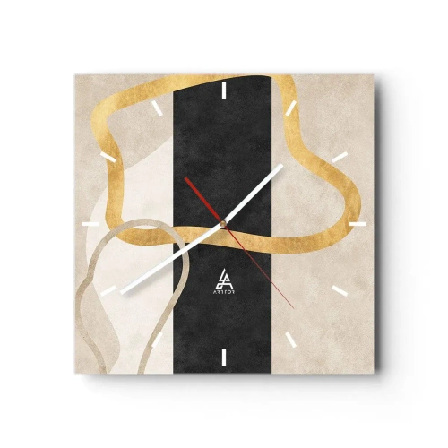 Wall clock - Clock on glass - Shapes in Loops - 40x40 cm