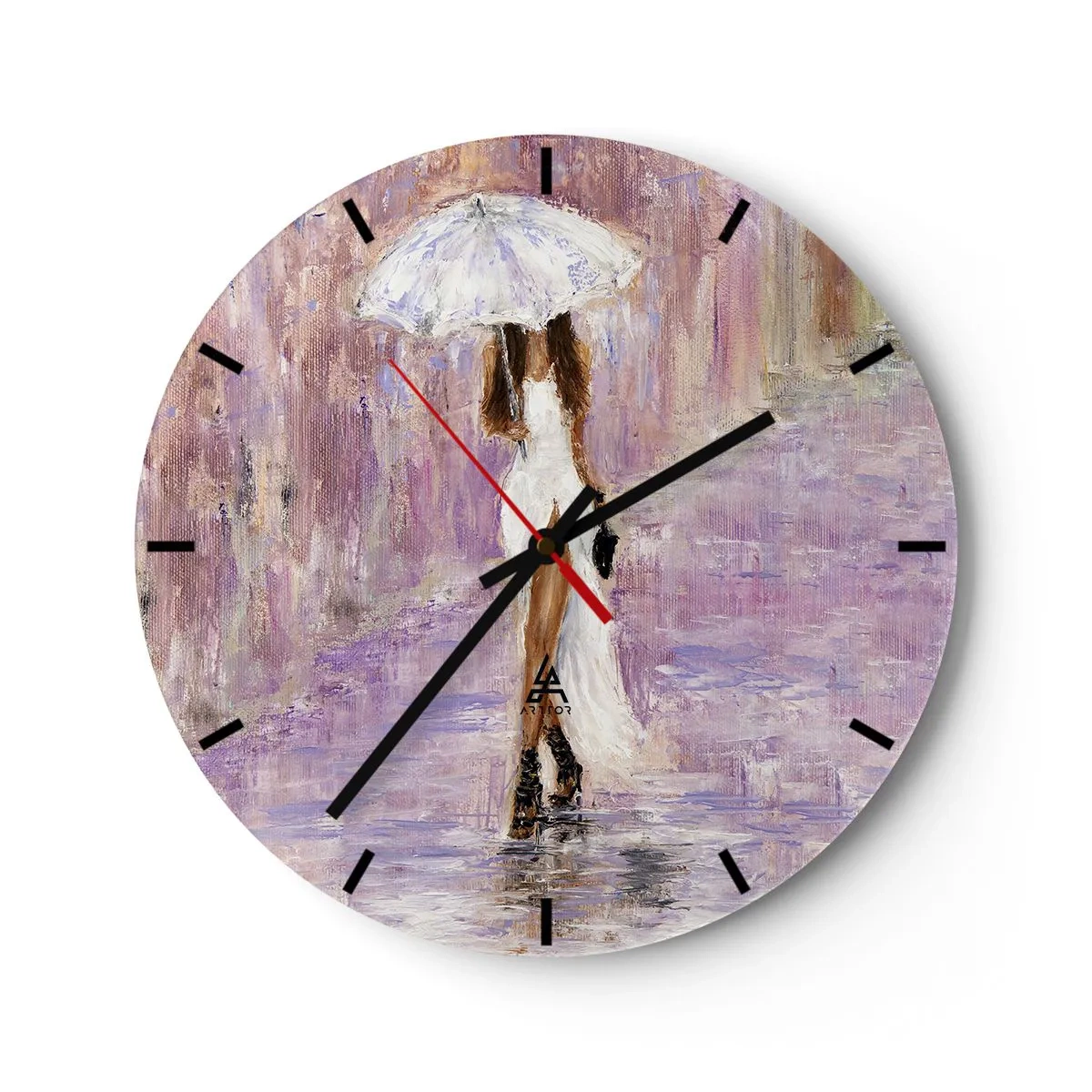 Wall clock - Clock on glass - In Liliac Rain - 40x40 cm