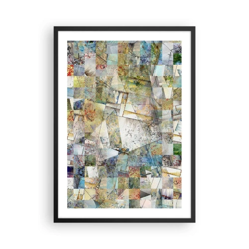 Poster in black frame - An abstract mosaic of geometric shapes in earthy tones. - 50x70cm - Geometric Reshuffling - Modern wall decoration for the living room and bedroom ARTTOR