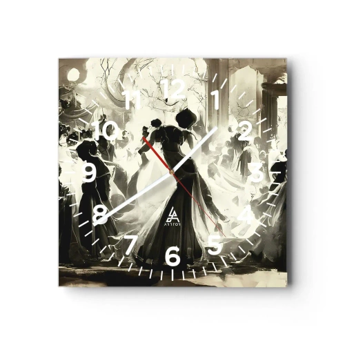 Wall clock - Clock on glass - Big Masquerade - 30x30 cm