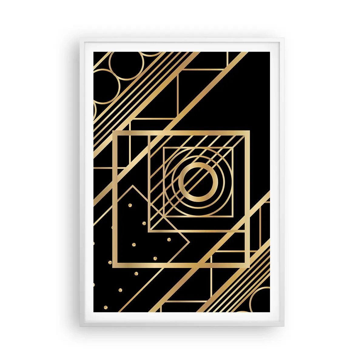 Poster in white frmae - Golden Geometry - 70x100 cm