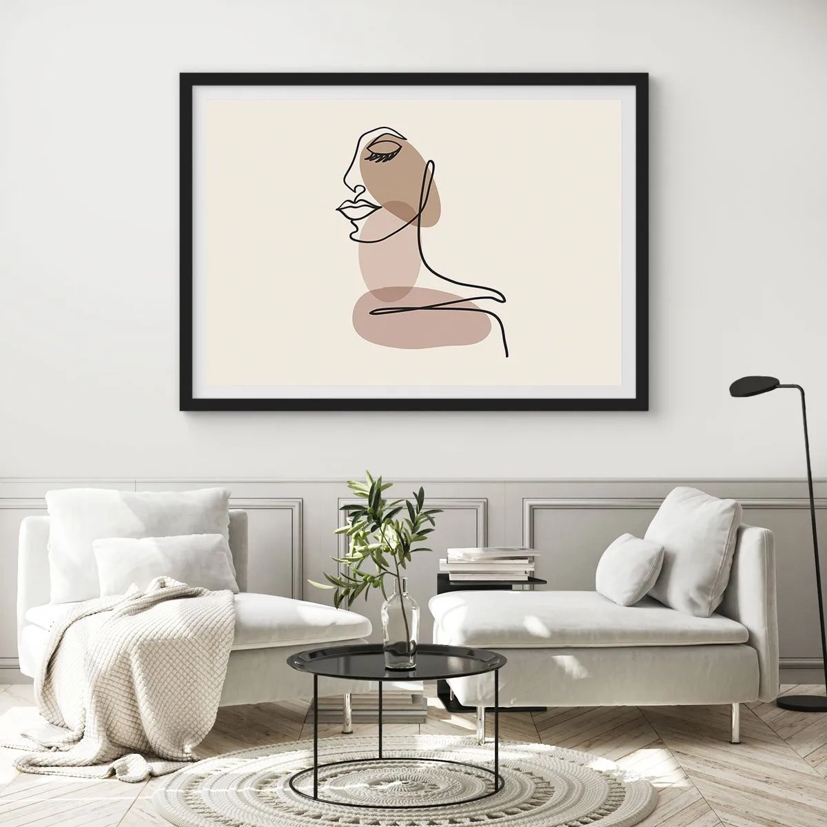 Poster in black frame - Listening to Herself - 40x30 cm