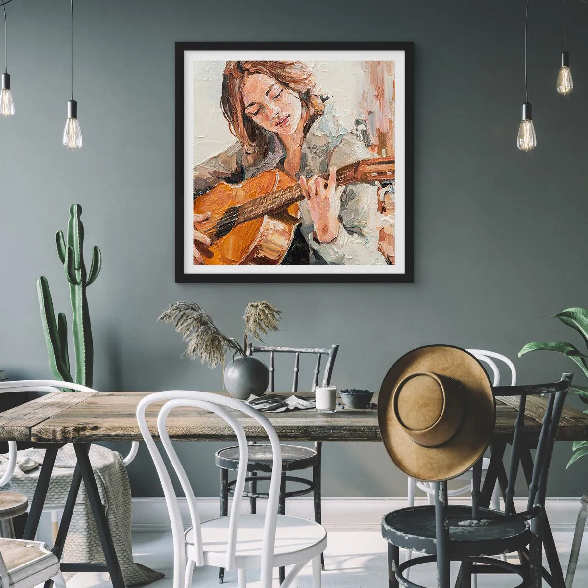 Poster in black frame - Concert for Guitar and Girly Heart - 30x30 cm