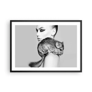 Poster in black frame - Lady with a Chinchilla - 70x50 cm