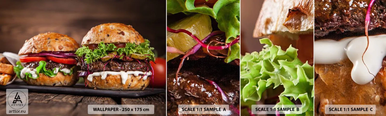 Photo Wallpaper Sample Standard Eco - American Dream - Gastronomy, Hamburger, Culinary - 100x30 cm