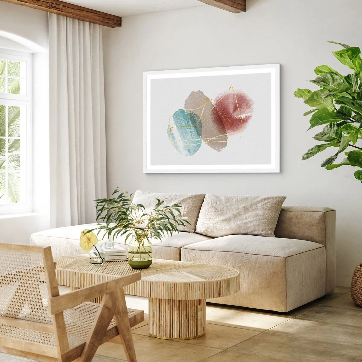 Poster in white frmae - Beads of Space - 91x61 cm