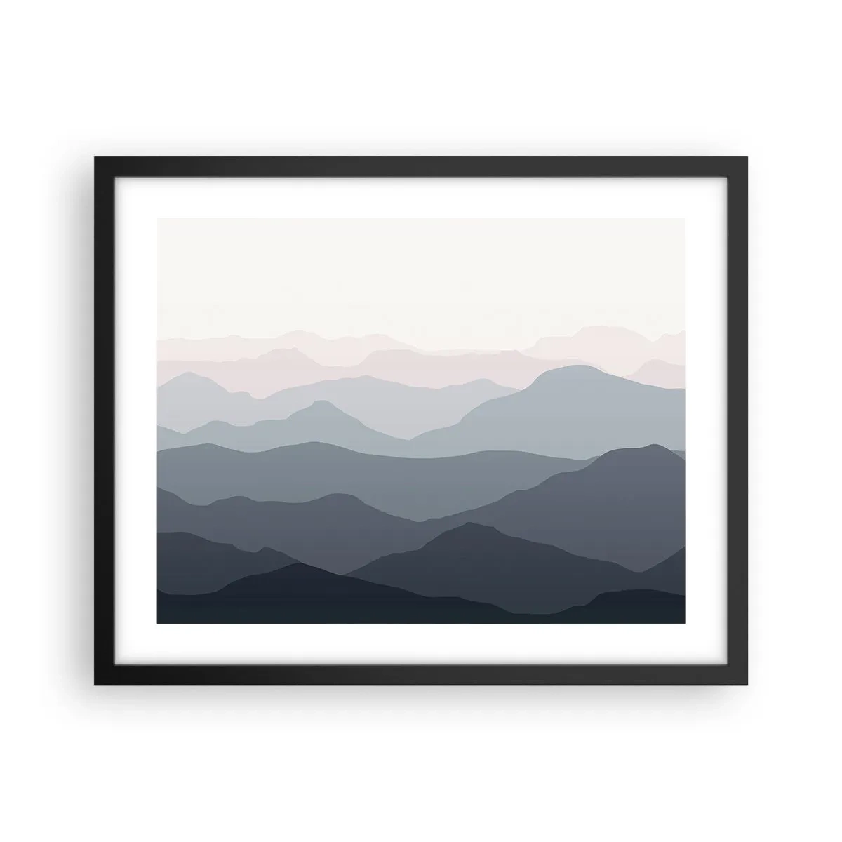 Poster in black frame - Mountain Waves - 50x40 cm
