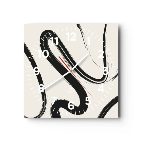 Wall clock - Clock on glass - Black and White Fancy - 40x40 cm