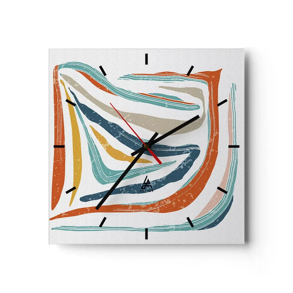 Wall clock - Clock on glass - Abstract with a Friendly Smile - 40x40 cm