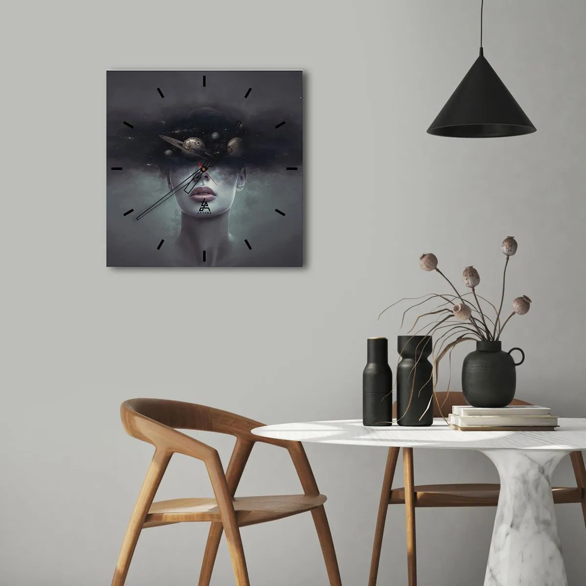 Wall clock - Clock on glass - And Planets are Revolving… - 40x40 cm