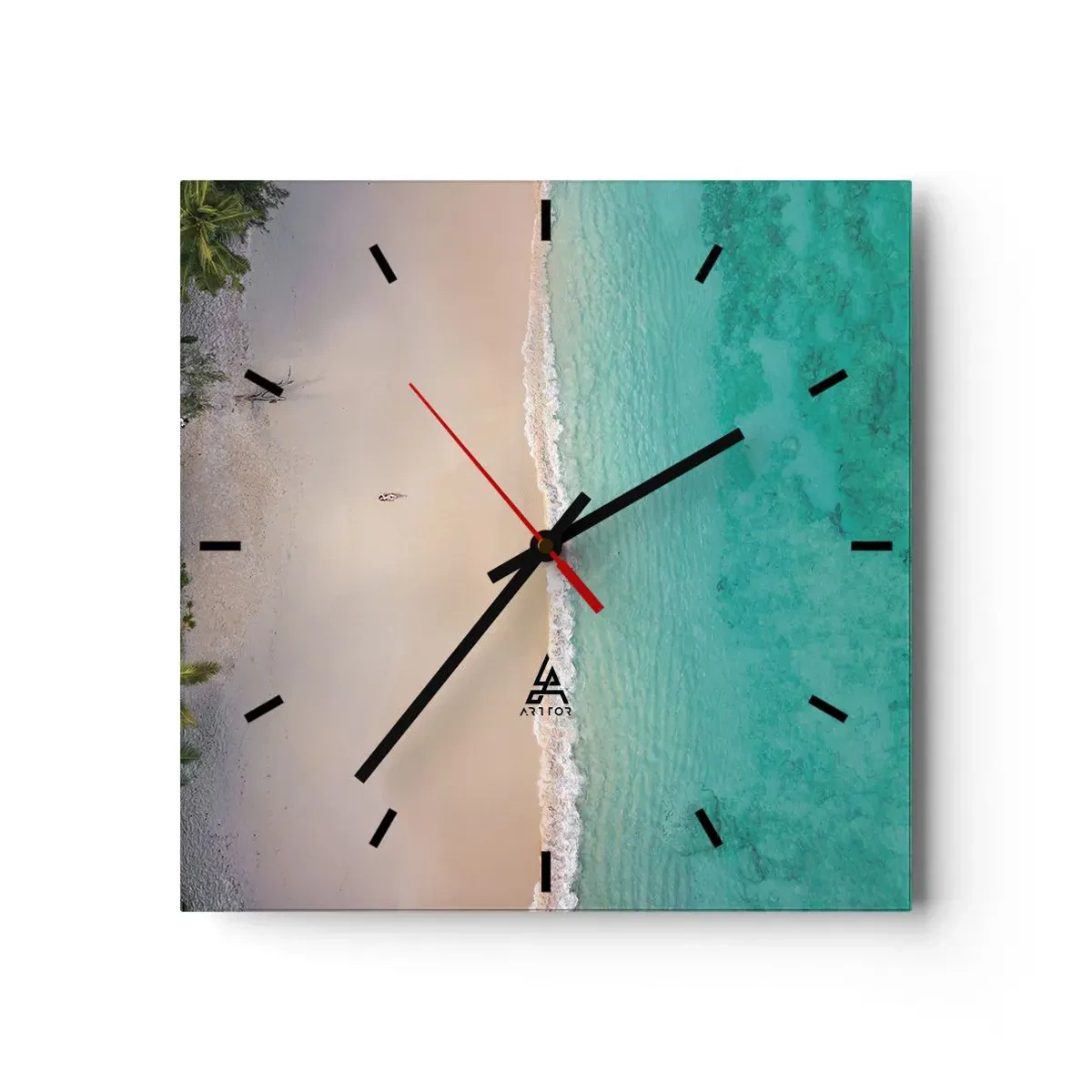 Wall clock - Clock on glass - Paradise Beach - 30x30 cm