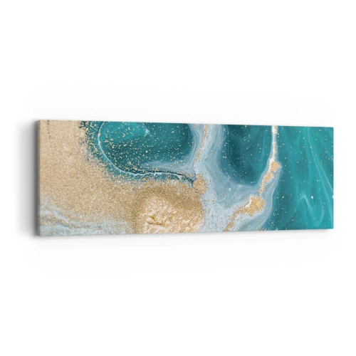 Canvas picture - Swirl of Gold and Turquiose - 90x30 cm