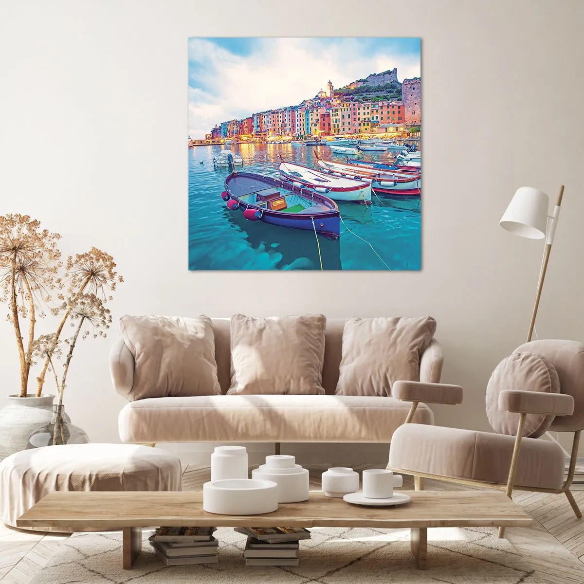 Canvas picture - Colourful Evening in a Port - 40x40 cm