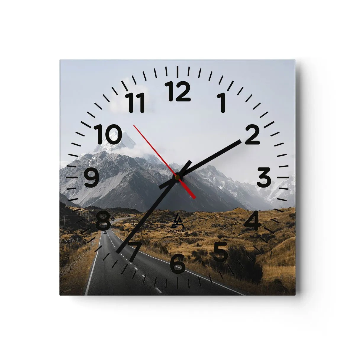 Wall clock - Clock on glass - Road to the Heart of the Mountains - 30x30 cm