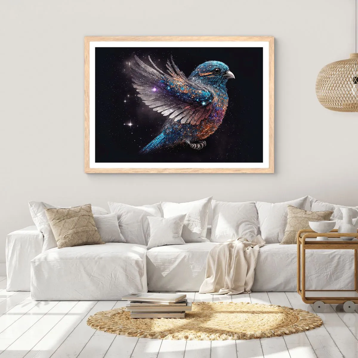 Poster in light oak frame - Diamond Sparrow - 100x70 cm