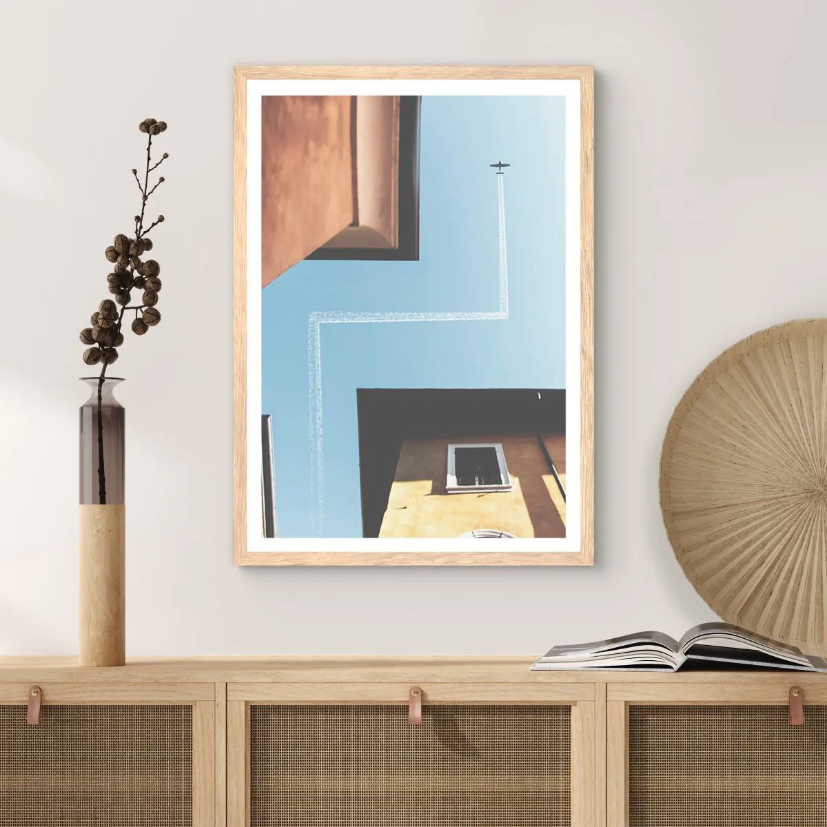 Poster in light oak frame - Above City Maze - 61x91 cm