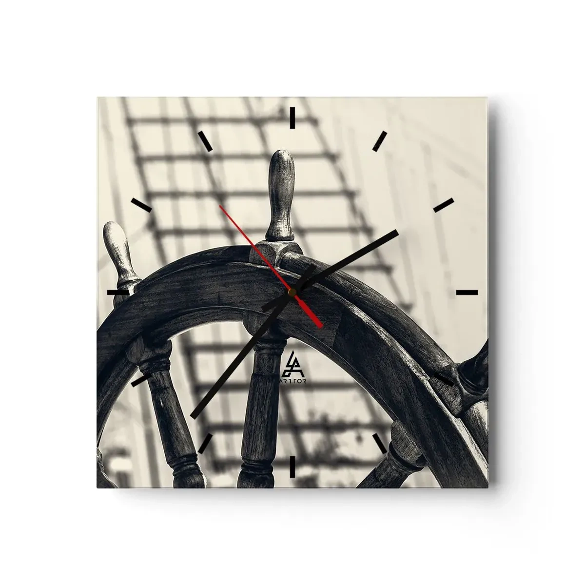 Wall clock - Clock on glass - Sea Tales - 40x40 cm