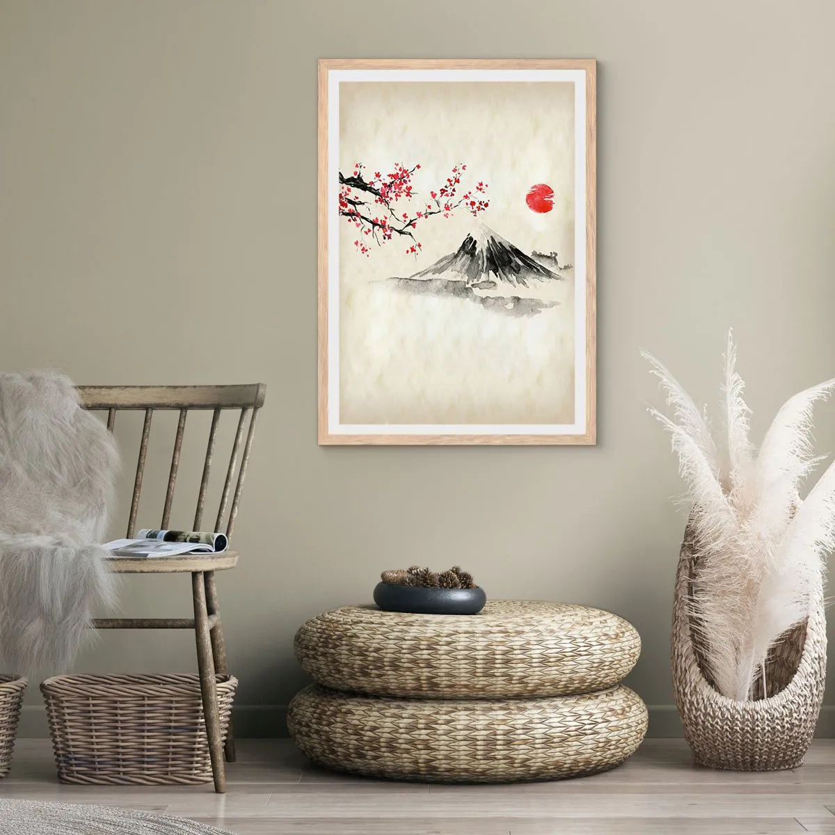 Poster in light oak frame - Love Japan - 61x91 cm