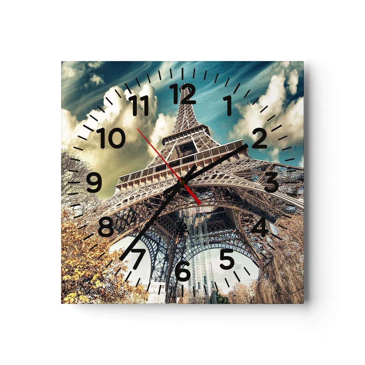 Wall clock - Clock on glass - And in Autumn in Paris… - 30x30 cm