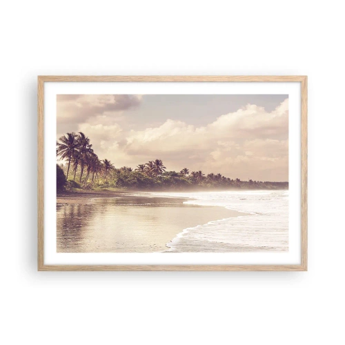 Poster in light oak frame - Caress of the Waves - 70x50 cm