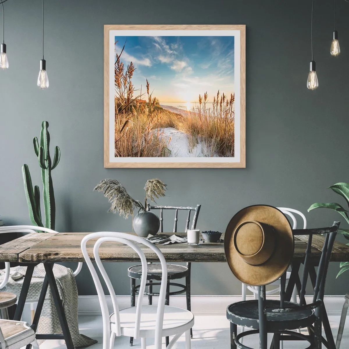 Poster in light oak frame - Northern Beach - 50x50 cm