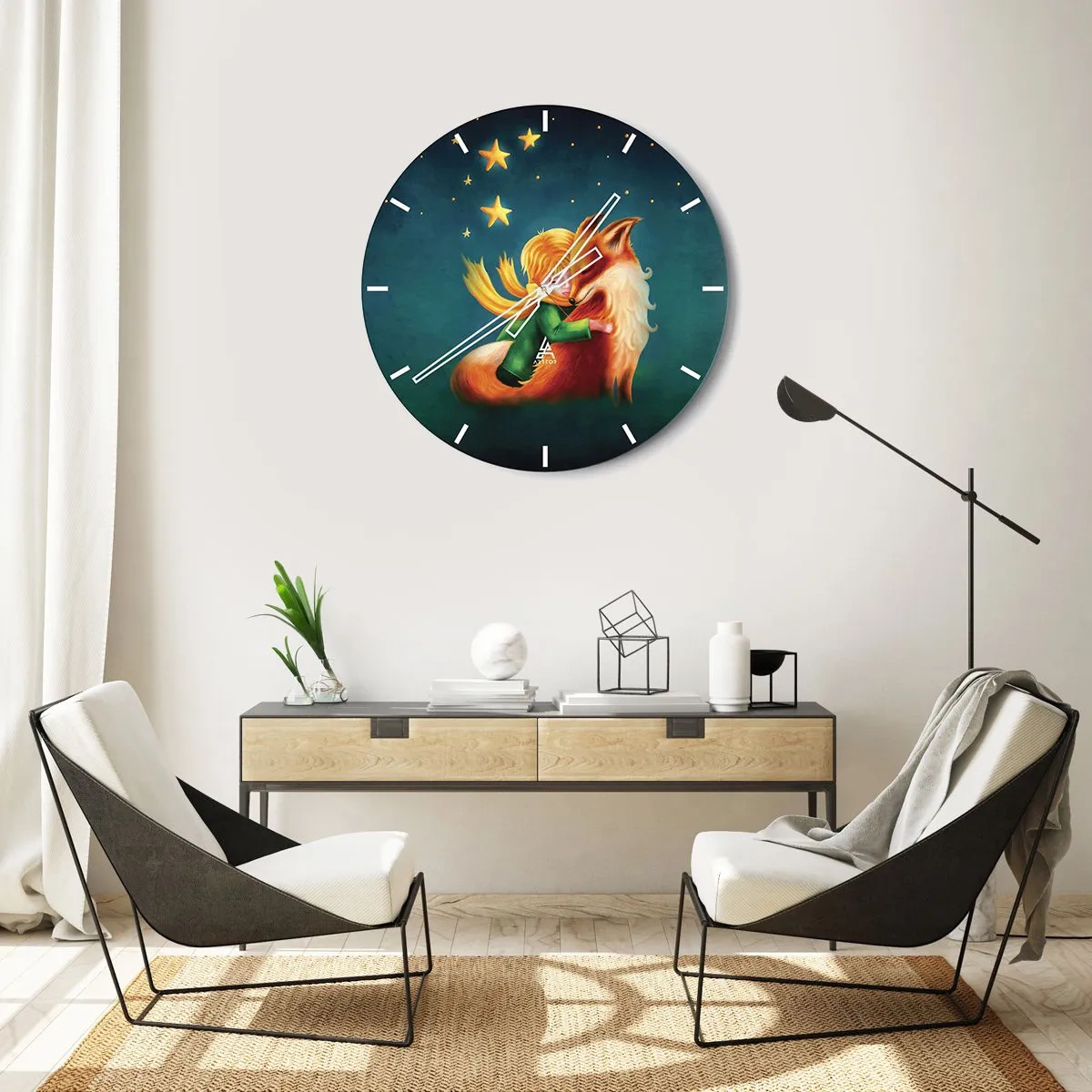 Wall clock - Clock on glass - Little Prince - 40x40 cm