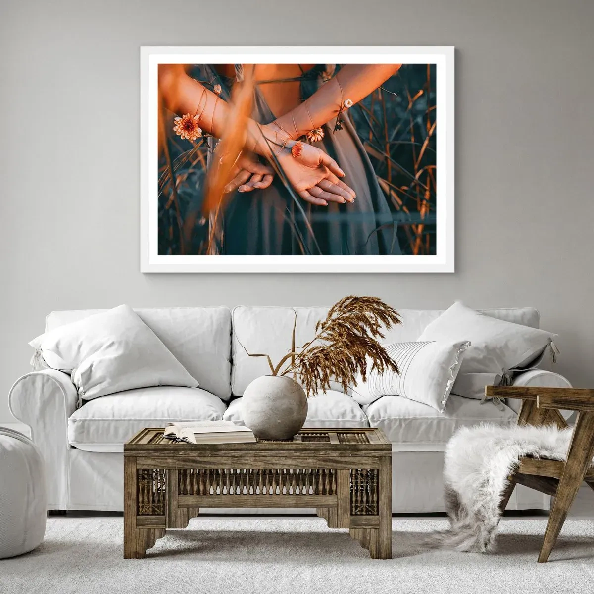 Poster in white frmae - Connected with Nature - 100x70 cm