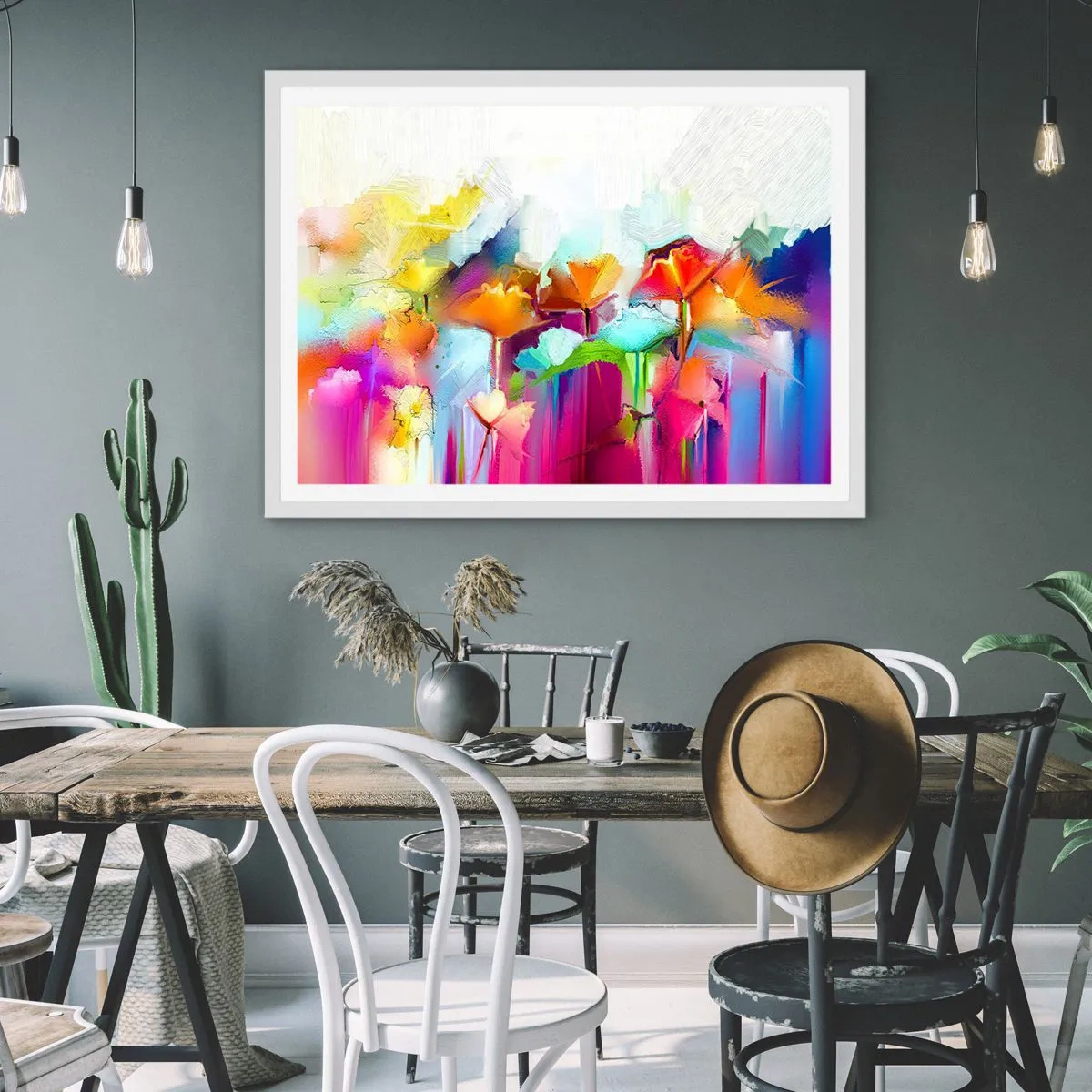 Poster in white frmae - Rainbow Has Bloomed - 100x70 cm