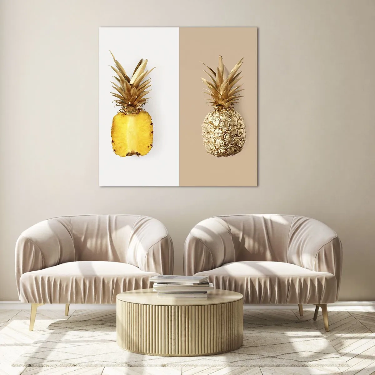 Glass picture - Pineapple for Us - 30x30 cm